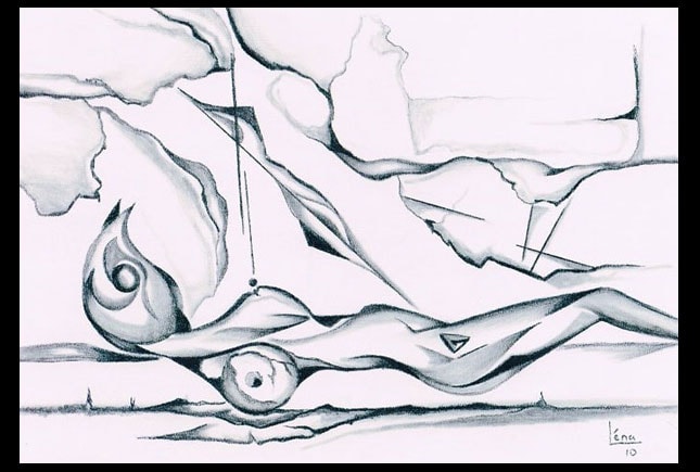 Charcoal painting by Lena Aydenian, archive reference b00002. Low resolution placeholder recovered from her archived website; a high resolution photograph and a confirmed title are still to come.